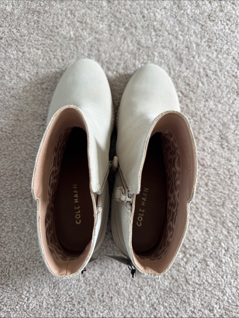 Cole Haan Cream Leather Ankle Booties